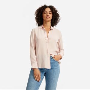 Everlane Clean Silk Relaxed Shirt in Rose